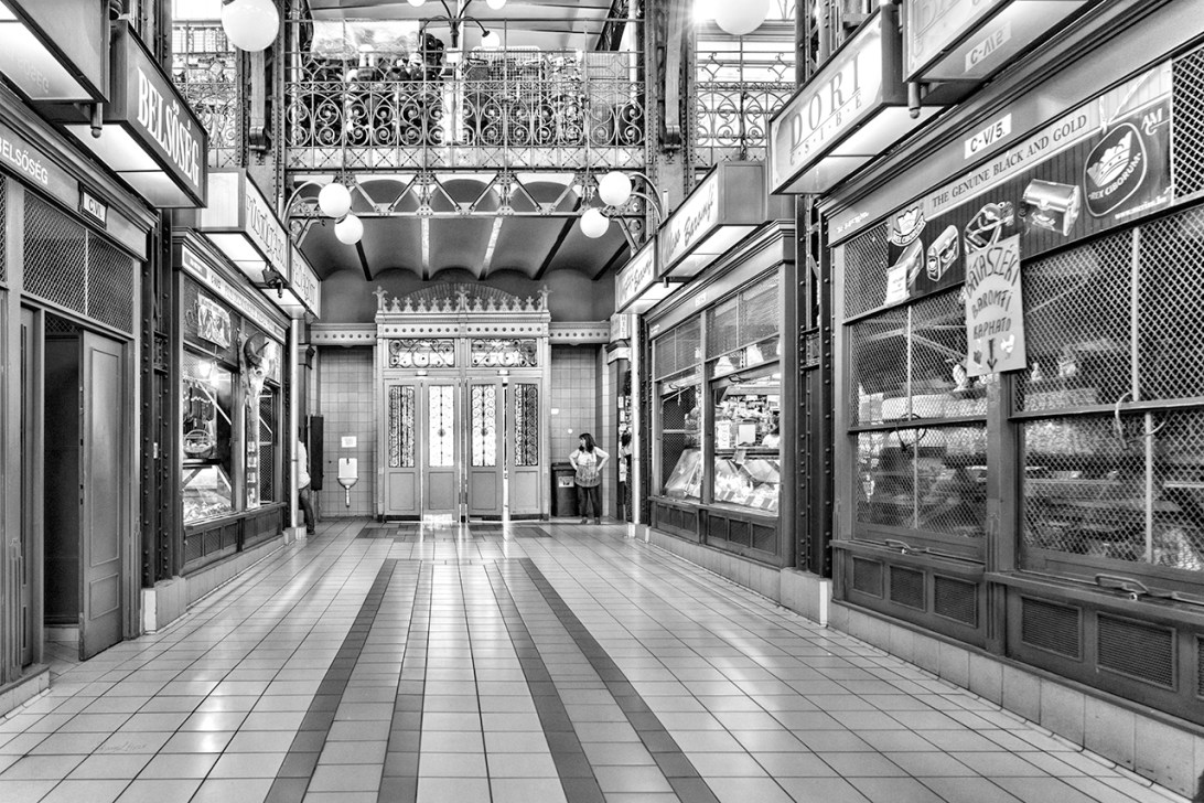 Market Entrance BW by Sharon Popek